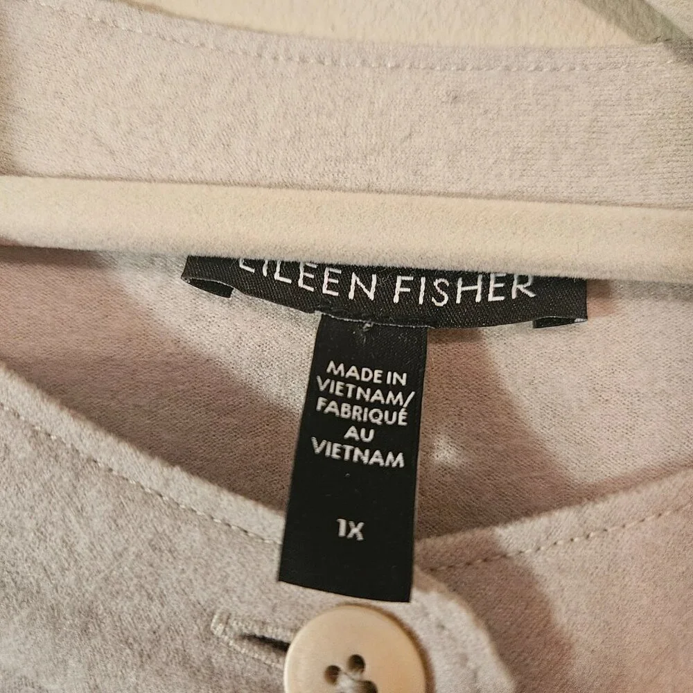 Eileen Fisher Boiled Wool Jersey Mandarin Collar Shirt Jacket, in Chalk, Sz 1X - Picture 10 of 12